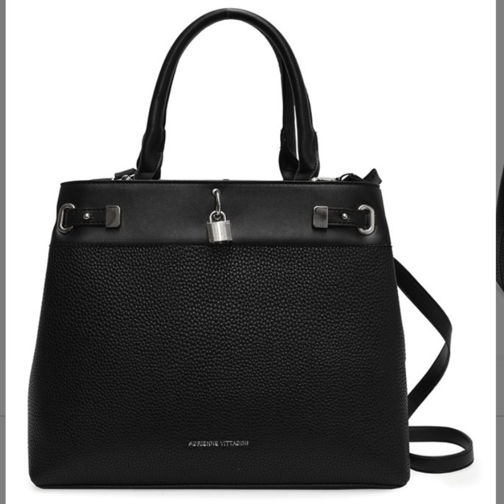 Black Padlock Pebbled Satchel